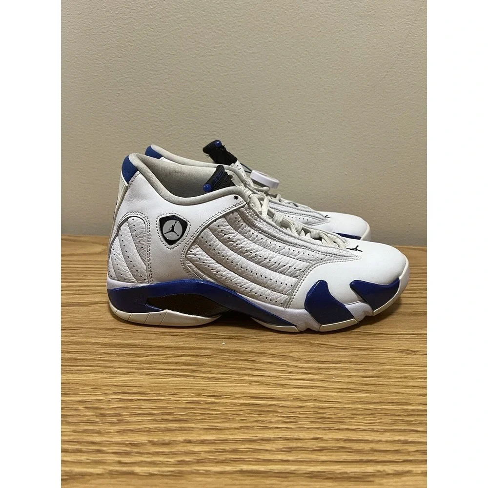 Nike Air Jordan 14 White‎ Hyper Royal Blue size 9 487471-104 OG XIV Retro Shoes
